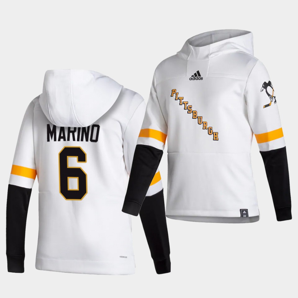 Men Pittsburgh Penguins #6 Marind White  NHL 2021 Adidas Pullover Hoodie Jersey->pittsburgh penguins->NHL Jersey